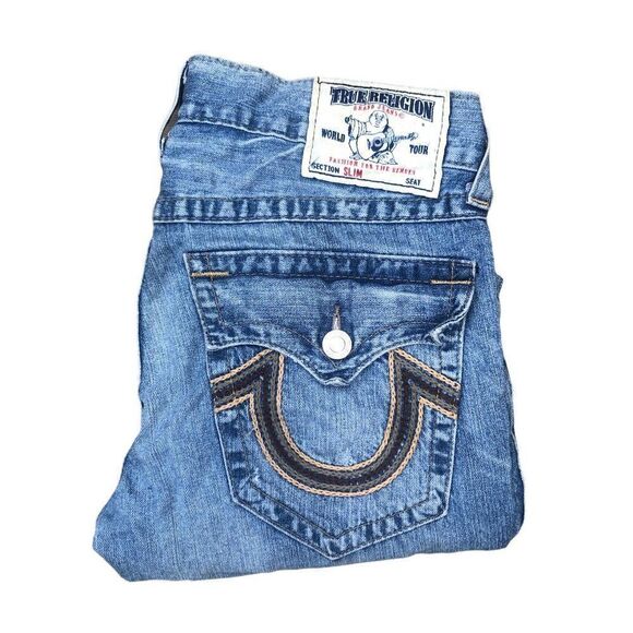 TRUE Religion Jeans Size 32 SLIM Blue - Picture 1 of 8